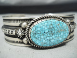 Native American Important Famous Al Jake High Grade Turquoise Sterling Silver Bracelet-Nativo Arts