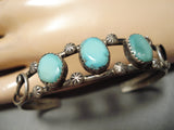 Stunning Vintage Native American Navajo Blue Gem Turquoise Sterling Silver Bracelet Old-Nativo Arts