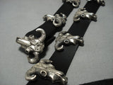 378 Grams Sterling Silver Leather Cow Skull Concho Belt-Nativo Arts