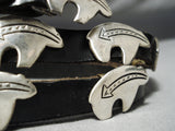 Detailed!! Vintage Native American Navajo Hand Wrought Sterling Silver Bear Concho Belt Old-Nativo Arts
