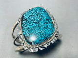 Al Monte Native American Navajo Signed Spiderweb Turquoise Sterling Silver Bracelet-Nativo Arts