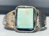 Older Signed Vintage Native American Navajo Rectangle Green Turquoise Sterling Silver Bracelet-Nativo Arts
