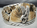 Detailed Soaring Eagle Vintage Native American Navajo Sterling Silver Bracelet-Nativo Arts
