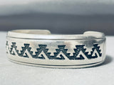 Authentic Vintage Native American Navajo Thomas Singer Sterling Silver Geomtric Bracelet-Nativo Arts