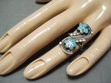 Excellent Vintage Native American Zuni Blue Gem Turquoise Sterling Silver Ring-Nativo Arts