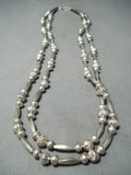 Fantastic Vintage Navajo Sterling Silver Bead Necklace Native American Old-Nativo Arts