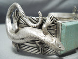 Extraordinary Native American Navajo Royston Turquoise Sterling Silver Gekko Bracelet-Nativo Arts