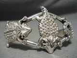 Statement Heavy Toad Vintage Native American Navajo Sterling Silver Bracelet Cuff-Nativo Arts