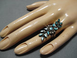 Incredible Vintage Navajo Native American Sterling Silver Green Turquoise Ring-Nativo Arts