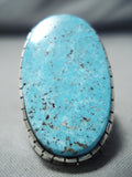 Magnificent Navajo Kingman Turquoise Sterling Silver Ring Native American-Nativo Arts