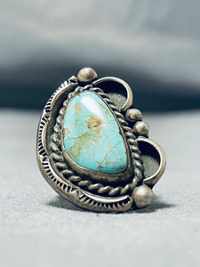 Outstanding Vintage Native American Navajo 8 Turquoise Sterling Silver Ring-Nativo Arts