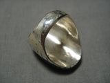 Rare Vintage Native American Navajo Blue Diamond Turquoise Sterling Silver Ring Old-Nativo Arts