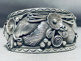 One Of The Best Vintage Native American Navajo Sterling Silver Leaf Bracelet Cuff-Nativo Arts