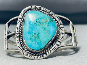 Unbelievable Vintage Native American Navajo Pilot Mountain Turquoise Sterling Silver Bracelet-Nativo Arts