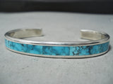 Gorgeous Zuni Kingman Turquoise Sterling Silver Bracelet Native American-Nativo Arts