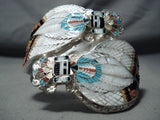 One Of The Finest Inlay Native American Zuni Turquoise Sterling Silver Bracelet-Nativo Arts