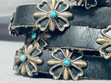 For Jeans! Vintage Native American Navajo Hand Tooled Sterling Silver Turquoise Concho Belt-Nativo Arts