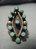 Incredible Vintage Zuni Native American Turquoise Sterling Silver Ring Old-Nativo Arts