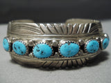 Detailed!! Vintage Native American Navajo Concho Sterling Silver Turquoise Bracelet-Nativo Arts