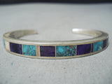 Important Ray Tracey Vintage Native American Navajo Turquoise Sugulite Sterling Silver Bracelet-Nativo Arts