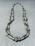 One Of The Most Unique Vintage Native American Navajo Handmade Torpedo Sterling Silver Necklace-Nativo Arts