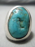 Native American Heavy Heavy!! Vintage Navajo Thick Sterling Silver Turquoise Ring Old-Nativo Arts