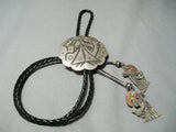 Authentic Important Heavy Vintage Native American Navajo Sterling Silver Bolo Tie Old-Nativo Arts