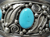Leaf Galore Vintage Native American Navajo Turquoise Sterling Silver Bracelet Old-Nativo Arts
