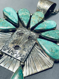 Native American Rare Apache Turquoise Vintage Navajo Sterling Silver Necklace-Nativo Arts