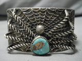 Quality Native American Sterling Silver Handmade Spider Turquoise Bracelet-Nativo Arts