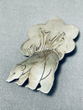 Sweet Vintage Native American Navajo Sterling Silver Bear Pin-Nativo Arts