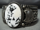 Native American Important Vintage Albert Jake White Buffalo Turquoise Sterling Silver Bracelet-Nativo Arts