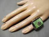 Huge Vintage Navajo Gaspeite Sterling Silver Native American Ring Old-Nativo Arts