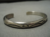 Impressive Vintage Native American Navajo Hand Stamped Buffalo Sterling Silver Bracelet-Nativo Arts