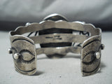Striking Vintage Native American Navajo Pilot Mountain Turquoise Sterling Silv Er Bracelet Old-Nativo Arts