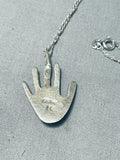 Unique Vintage Native American Navajo Turquoise Sterling Silver Hand Necklace-Nativo Arts