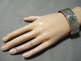 Rare Turquoise Vintage Native American Navajo Sterling Silver Bracelet Cuff Jewelry-Nativo Arts