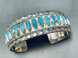 Spectacular Native American Navajo Turquoise Teardrop Sterling Silver Tommy Lowe Bracelet-Nativo Arts