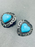 Hearts Of Turquoise Vintage Native American Navajo Sterling Silver Earrings-Nativo Arts