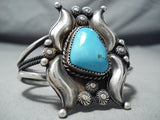 Majestic Native American Navajo Turquoise Sterling Silver Bracelet Signed-Nativo Arts
