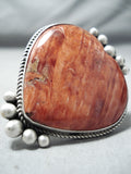 One Of A Kind Native American Navajo Spiny Oyster Shell Sterling Silver Heart Ring-Nativo Arts