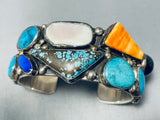 Very Unique Vintage Native American Navajo #8 Turquoise Sterling Silver Shell Bracelet-Nativo Arts
