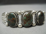 Superior Vintage Native American Navajo Natural Royston Turquoise Sterling Silver Bracelet Old-Nativo Arts