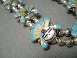 Detailed!! Vintage Zuni Native American Sterling Silver Squash Blossom Necklace-Nativo Arts