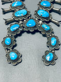 Rare Turquoise Vintage Native American Navajo Sterling Silver Squash Blossom Necklace-Nativo Arts