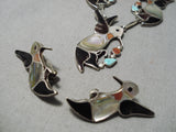 So Intricate! Vintage Zuni Native American Hummingbird Sterling Silver Necklace-Nativo Arts