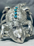 Brain Twisting Navajo Toad Turquoise Sterling Silver Bracelet-Nativo Arts