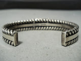 Heavy Wire Vintage Native American Navajo Turquoise Sterling Silver Lapis Bracelet-Nativo Arts