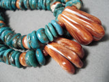 Native American Colorful Vintage Santo Domingo Turquoise Coral Sterling Silver Necklace-Nativo Arts