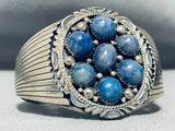 Rare Domed Lapis Vintage Native American Navajo Sterling Silver Flank Bracelet-Nativo Arts